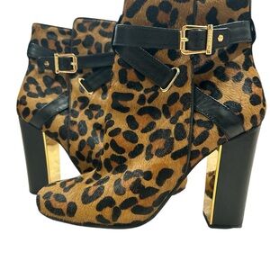 C Wonder Booties Women’s Size 9 Leopard Calf Hair